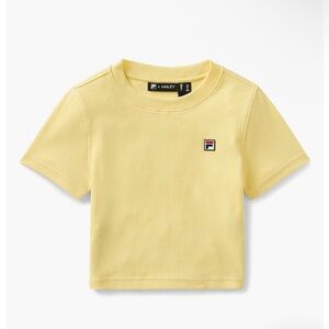NWT Filas x Hailey Stretch Cotton Rib Baby Tee Size XS Popcorn Yellow